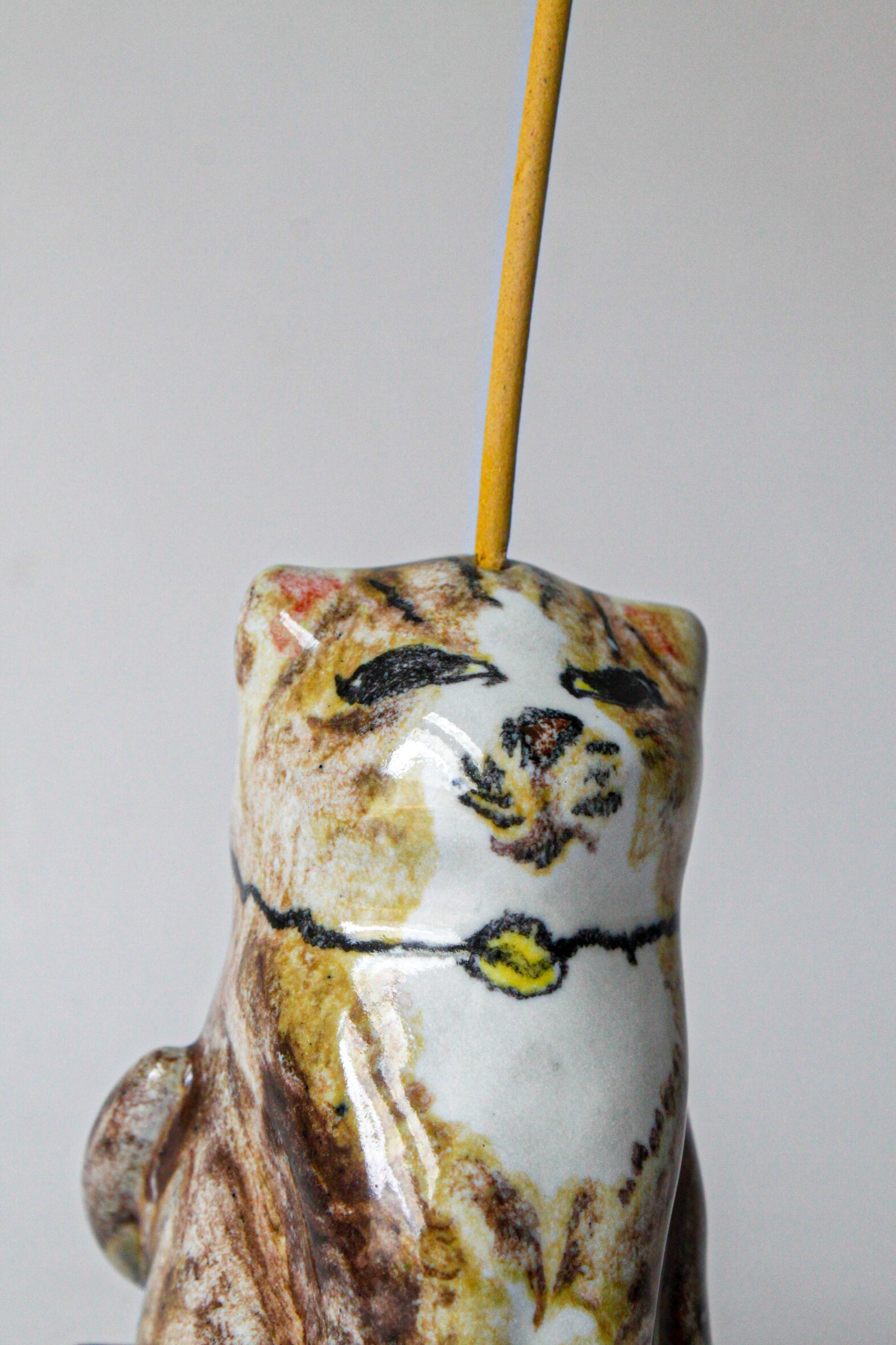 Golden Cat with Bell Insence Holder