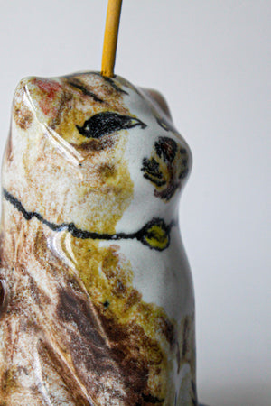 Golden Cat with Bell Insence Holder