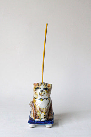 Golden Cat with Bell Insence Holder